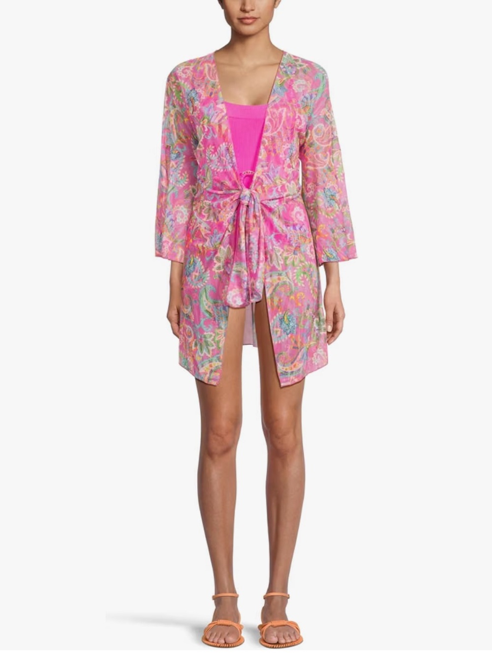 NWT BECCA Women's Polynesia Mesh Tunic, Tie Front, Casual, Beach Cover Ups Small